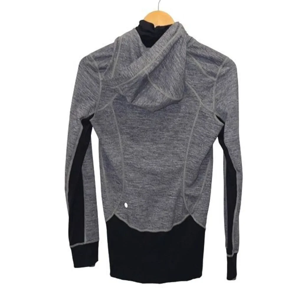 Lululemon Athletica Womens Daily Practice Zip Up Hooded Jacket Gray Black Size 8